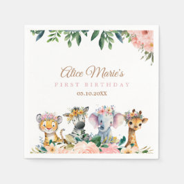 Guardanapo De Papel Pink Safari Theme Birthday Party