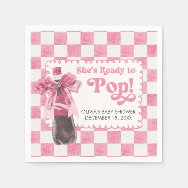 Guardanapo De Papel Pink She's Ready to Pop Baby Shower (Frente)