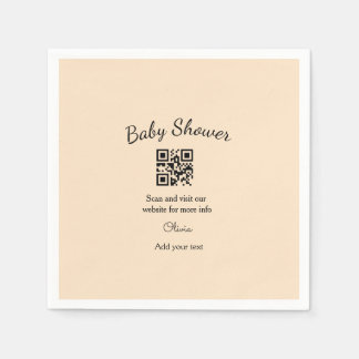 Guardanapo De Papel Pink simple baby shower q r code add name text thr