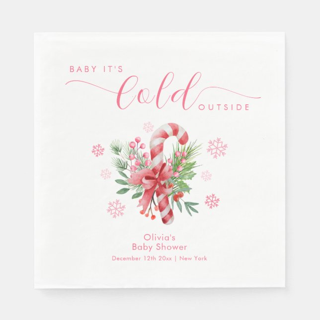 Guardanapo De Papel Pink Snowflake Festive Candy Girl Baby Shower  (Frente)