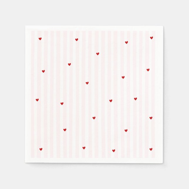 Guardanapo De Papel Pink Stripe Red Heart Little Sweetheart Birthday (Frente)