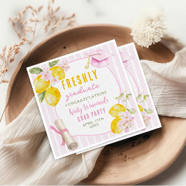 Guardanapo De Papel Pink Stripes Lemons and Flowers Graduation