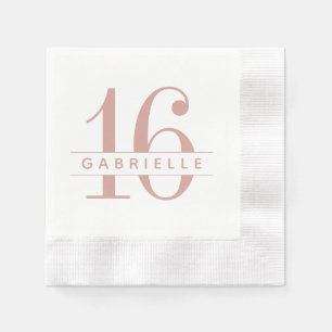 Guardanapo De Papel Pink Sweet 16 Birthday Monogram Name