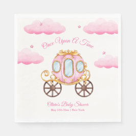 Guardanapo De Papel Pink Sweet Fairy Princess Carriage Baby Shower