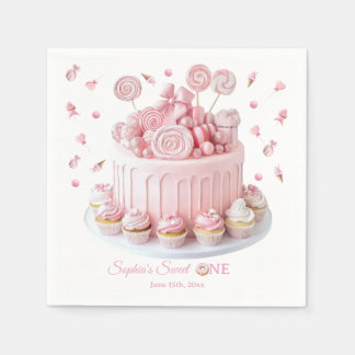 Guardanapo De Papel Pink Sweet One Birthday Napkins