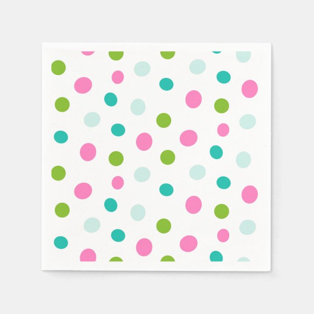 Guardanapo De Papel Pink Teal Polkadots Simple Modern Christmas  (Frente)