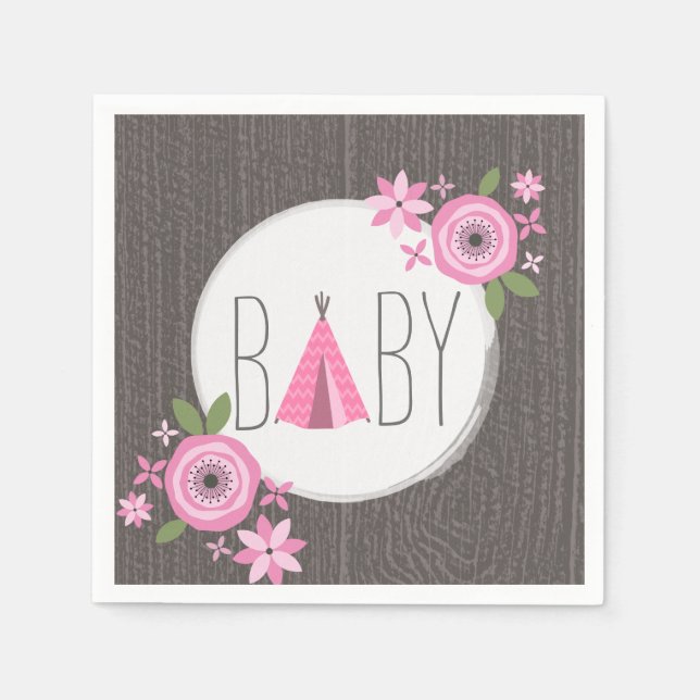 Guardanapo De Papel Pink Tipi - Papel de Chá de fraldas Napkin (Frente)