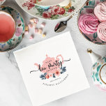 Guardanapo De Papel Pink Vintage Floral Tea Party Girl Baby Shower<br><div class="desc">Beautiful floral chic vintage style tea party themed baby girl baby shower napkin design featuring a pink vintage gold foil polka dot teapot with beautiful pink watercolor floral flowers. Beautiful blush pink floral flower arrangements and deep teal leaves are nested around the pink teapot for a feminine touch. "tea party"...</div>