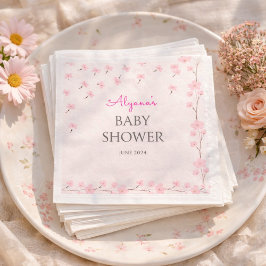 Guardanapo De Papel Pink Watercolor Floral Minimal Baby Shower