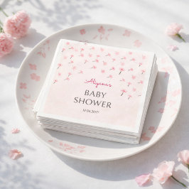 Guardanapo De Papel Pink Watercolor Floral Minimal Baby Shower