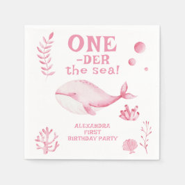 Guardanapo De Papel Pink Whale Oneder The Sea 1st Birthday 