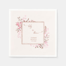 Guardanapo De Papel Pink Wildflower Border Baby in Bloom Baby Shower 
