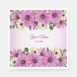 Guardanapo De Papel Pink Yellow Floral Rustic Elegant Wedding Party