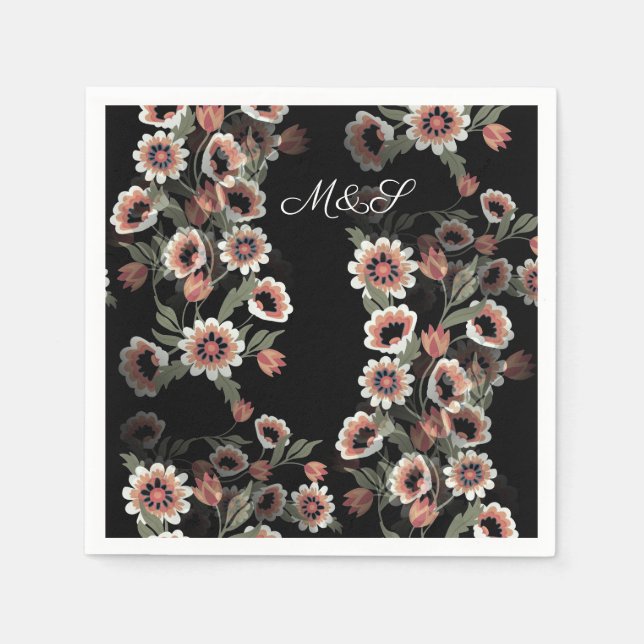 Guardanapo De Papel Pinks e Verdes Botânicos Moles Inspirados no Barro (Frente)