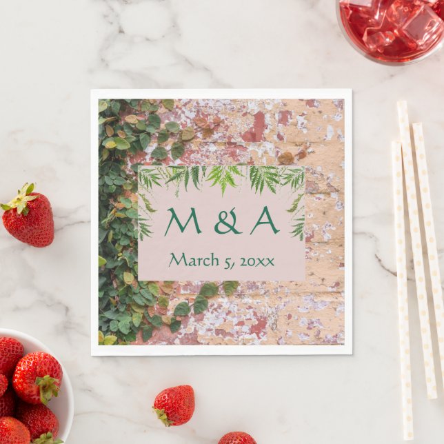 Guardanapo De Papel Pintados Bricks Verdes Vivy Casamento Napkins (Insitu)