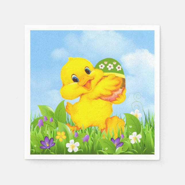 Guardanapo De Papel Pintinho com Ovo de Páscoa (Frente)