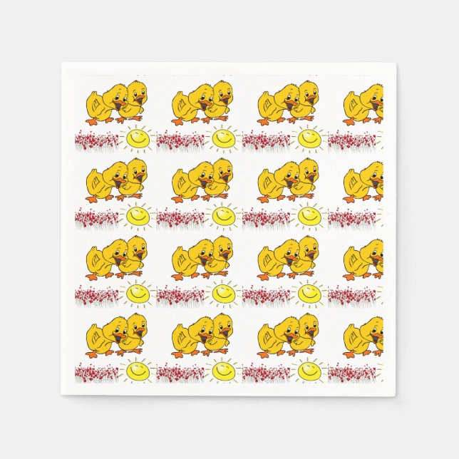 Guardanapo De Papel Pintinhos Rosas Amarelas Cobra Floral Napkin (Frente)