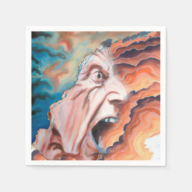 Guardanapo De Papel Pintura a óleo de ondas de pânico (Frente)