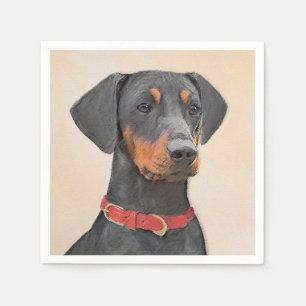 Guardanapo De Papel Pintura Alemã Pinscher Pintura Original Arte Anima