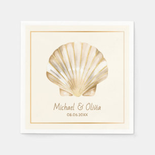 Guardanapo De Papel Pintura Aquarela Conchas Náutica Casamento na Prai