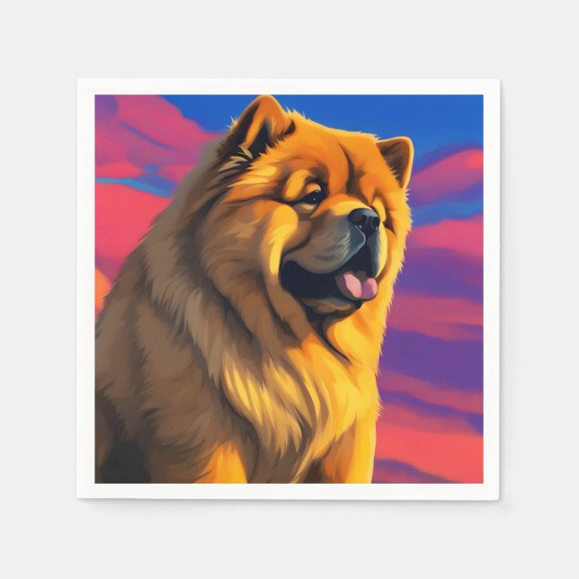 Guardanapo De Papel Pintura Chow Chow (Frente)