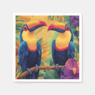 Guardanapo De Papel Pintura com tucano vibranteAves tropicais no paraí