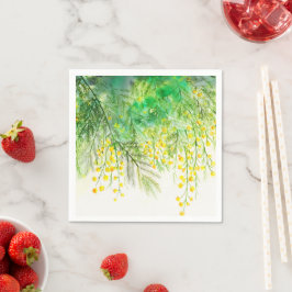 Guardanapo De Papel Pintura da Flor Amarelo Brilhante Mimosa