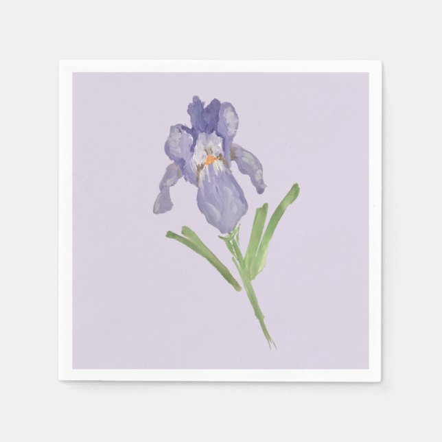 Guardanapo De Papel Pintura da Flor em Íris Roxo (Frente)