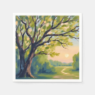 Guardanapo De Papel Pintura da Paisagem Italiana da Figueira da Laranj