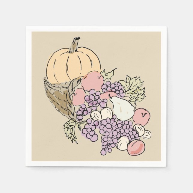 Guardanapo De Papel Pintura de Ação de Graças da Colheita de Outono (Frente)