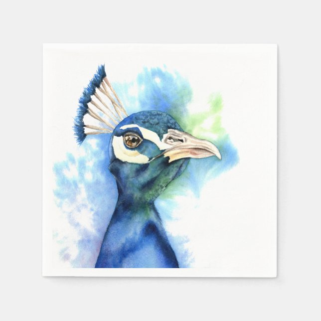 Guardanapo De Papel Pintura de Aquarela de Peacock (Frente)