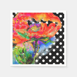 Guardanapo De Papel Pintura de aquarela de Red Poppy bolinhas