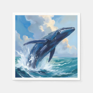 Guardanapo De Papel Pintura de Baleia Azul Animal Marinho