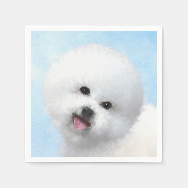 Guardanapo De Papel Pintura de Bichon Frise - Arte de Cachorro Origina (Frente)