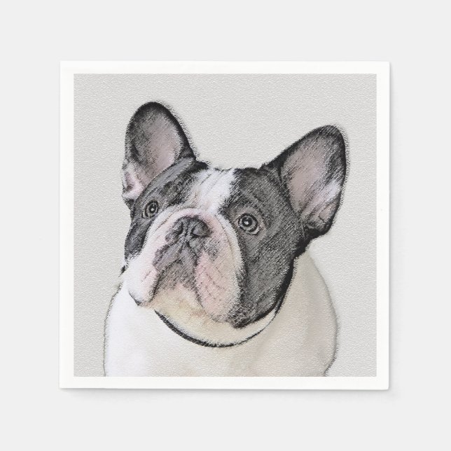 Guardanapo De Papel Pintura de Bulldog Francês (Brindle Pied) - Arte C (Frente)