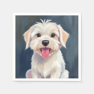 Guardanapo De Papel Pintura de Cachorro Branco de Filhote Maltês