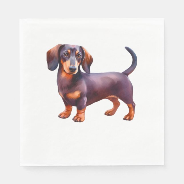 Guardanapo De Papel Pintura de Dachshund com Creme de Chocolate e Tan  (Frente)