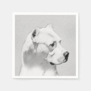 Guardanapo De Papel Pintura de Dogo Argentino - Arte Original de Cães