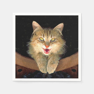 Guardanapo De Papel Pintura De Gatos Loucos - Arte De Gato Original Bo