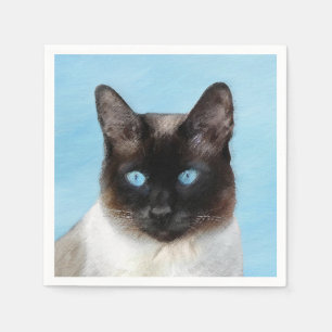 Guardanapo De Papel Pintura de Gatos Siameses - Arte de Gato Original