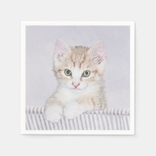 Guardanapo De Papel Pintura de Kitten Amarela - Arte Original para Gat