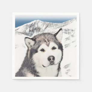 Guardanapo De Papel Pintura de Malamute no Alasca - Arte de Cachorro O