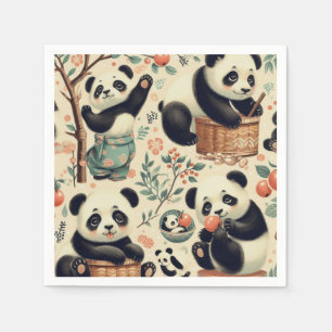 Guardanapo De Papel Pintura de Panda Bonita e Sem Costura