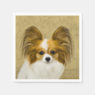 Guardanapo De Papel Pintura de Papillon (Hound Tri) - Arte de Cão Ori