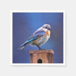 Guardanapo De Papel Pintura de pássaro-azul (feminina) - Arte de pás
