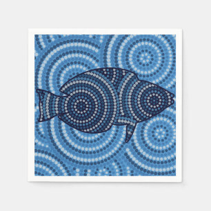 Guardanapo De Papel Pintura de pontos de peixe aborígene