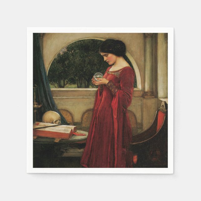 Guardanapo De Papel Pintura de Waterhouse da Mulher Cristal Ball (Frente)