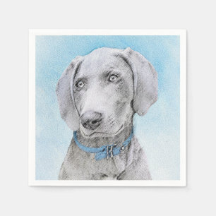 Guardanapo De Papel Pintura de Weimaraner - Arte de Cachorro Original