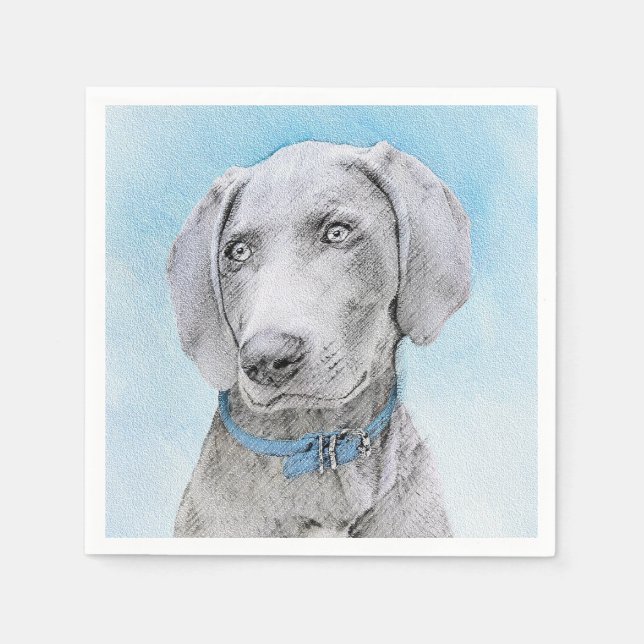 Guardanapo De Papel Pintura de Weimaraner - Arte de Cachorro Original (Frente)
