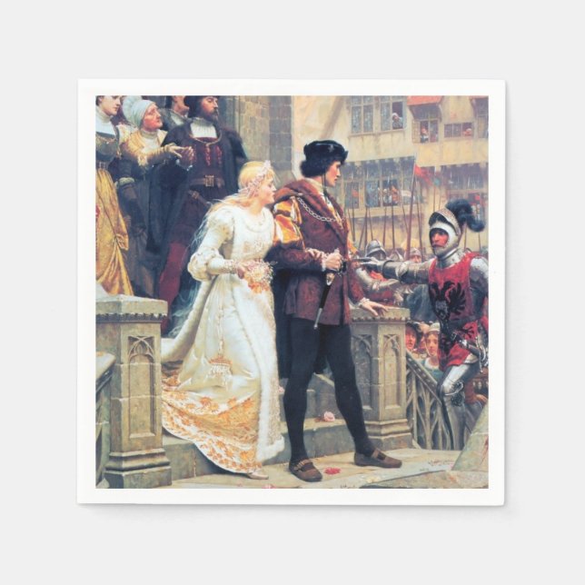 Guardanapo De Papel Pintura do Cavalo de Noite do Casamento Medieval (Frente)